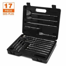 Umi. by Amazon- 17 Pieces SDS-Plus Rotary Hammer Drill and Chisel Bits Set, Impact Drill bits and Chisel bits for Concrete and Brick, Storage Case Included