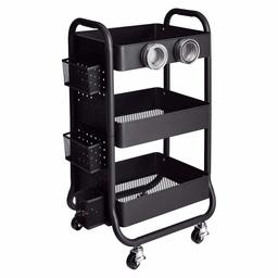 AmazonBasics Metal Storage Rolling Cart met handvat en extra opbergaccessoires, zwart