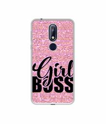 Amazon Brand - Solimo Designer Girl Boss On Pink Sparkle UV Printed Soft Back Case Mobile Cover for Nokia 7.1