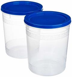 Amazon Brand - Solimo 2-Piece Kitchen Storage Container Set, 7.5 litres, Blue Lid