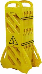 AmazonBasics Expandable Mobile Barricade Fence System, Yellow (Renewed)