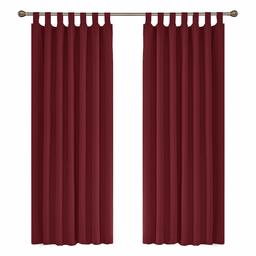 UMI by Amazon Tende a Pannello Termiche Isoalnti Oscuranti Tinta Unita con Passanti 140x180 CM 2 Pezzi Rosso