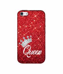 Amazon Brand - Solimo Designer Queen On Red Glitter 3D Printed Hard Back Case Mobile Cover for Apple iPhone 5 / 5S