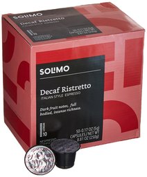 Amazon Brand - 50 Ct. Solimo Espresso Pods, Decaf Ristretto, Nespresso OriginalLine Compatible Capsules