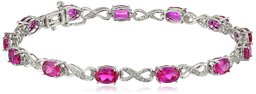 Amazon CollectionSterling Silver Created Ruby and Diamond Infinity Bracelet (1/10 cttw, I-J Color, I2-I3 Clarity), 7.25