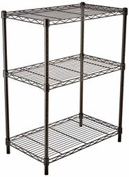 (Renewed) AmazonBasics Height Adjustable 3-Shelves Heavy Duty Rack - Black