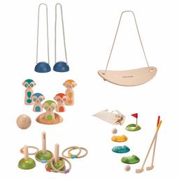 AmazonBasics Gross Motor Case Pack, Mini Golf, Walking Cups, Balance Board, Meadow Ring Toss, Meercat Bowling