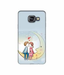 Amazon Brand - Solimo Designer Couple Sitting On Moon 3D Printed Hard Back Case Mobile Cover for Samsung Galaxy A3 (2016)