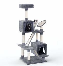 Eono by Amazon Multi-Level Cat Tree Climbing Tower with Cats Scratcher Board Sisal-Covered Scratching Post Plush Condo Playhouse Perch Platform Dangling Toys Kitten Activity Centre Grey