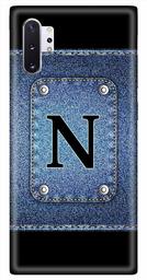 Amazon Brand - Solimo Designer Button Jeans Alphabet-N 3D Printed Hard Back Case Mobile Cover for Samsung Galaxy Note 10 Plus