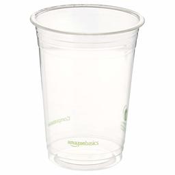 AmazonBasics Compostable PLA Cold Cup, 16 oz, Clear, 500-Count