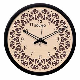 Amazon Brand - Solimo 12-inch Wall Clock - Delicate carvy (Silent Movement, Black Frame)