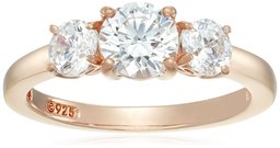 Rose-Gold-Plated Sterling Silver Round 3-Stone Ring made with Swarovski Zirconia (2 cttw), Size 8