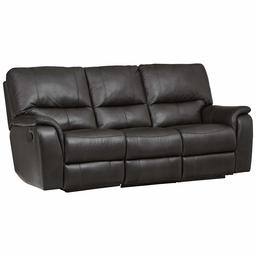 Amazon Brand – Ravenna Home Saxon Recliner Sofa - 85.4 x 38.4 x 42.1 Inch, Black Leather