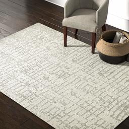 Amazon Brand – Rivet Contemporary Linear Distressed Wool Area Rug, 5 x 8 Foot, Grey