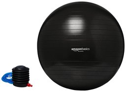 AmazonBasics Balance Ball with Foot Pump – 65 cm, Black