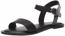 206 Collective Amazon Brand Women's Siri Leather Sandal, Black, 6 B US