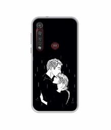 Amazon Brand - Solimo Designer Couples Standing in Rain UV Printed Soft Back Case Mobile Cover for Motorola Moto G8 Plus