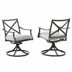 Amazon Brand - Ravenna Home Archer Steel-Framed Outdoor Patio Swivel Dining Chairs, Set of 2, 35