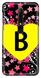 Amazon Brand - Solimo Designer Heart Pattern Alphabet-B 3D Printed Hard Back Case Mobile Cover for Nokia 6 (2018)