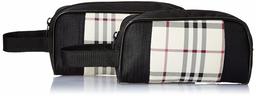 Amazon Brand - Solimo 2 Piece Toiletry Bag, Black and Cream