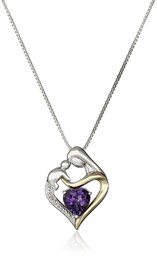 Amazon Collection Mujer 925 14k oro amarillo y plata esterlina heart-shape^round-shape I-J amatista