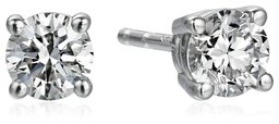 18k White Gold, Round-Cut, Diamond 4-Prong Studs (1/2 cttw, H-I Color, SI1-SI2 Clarity)