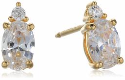 18K Yellow Gold Plated Sterling Silver Cubic Zirconia Stud Earrings