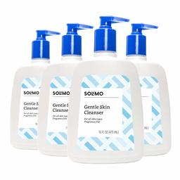 Amazon Brand - Solimo Gentle Skin Cleanser, Fragrance-free, 16 Fluid Ounce (Pack of 4)