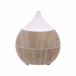 AmazonBasics 200ml Ultrasonic Aromatherapy Essential Oil Diffuser with Bluetooth Speaker, Light Grey Wood Finish Base