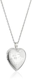 Sterling Silver Heart You Are My Sunshine Locket Necklace, 18