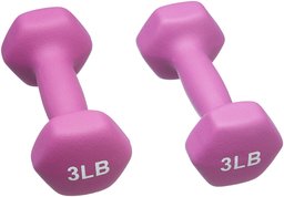 AmazonBasics Neoprene Dumbbell Hand Weights, 3 Pound Each, Purple - Set of 2