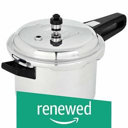 (Renewed) Amazon Brand - Solimo Aluminium Outer Lid Pressure Cooker (5L, ISI Certified, Gas Stove compatible)