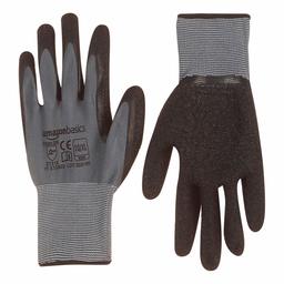 AmazonBasics Latex-Coated Work Gloves, Nylon Liner Fibre, Grey, Size 10, XL, 12 Pairs