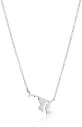 Sterling Silver Stationed Mini State Maryland Pendant Necklace, 16