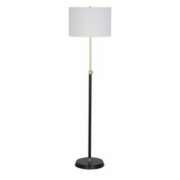 Amazon Brand – Stone & Beam Mid-Century Modern Henley Living Room Standing Floor Lamp with LED Light Bulb - 15 x 15 x 58 Inches, Matte Black and Antique Brass