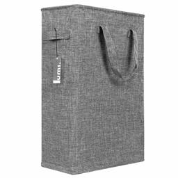 UMI 45L Slim Laundry Basket with Handles Small Portable Laundry Hamper Thin Narrow Dirty Clothes Hamper Collapsible Clothes Storage Bin (Grey)