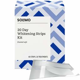 Amazon Brand - Solimo 20 Day Teeth Whitening Strips Kit, 20 Treatments