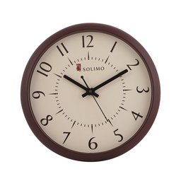 Amazon Brand - Solimo 11-inch Wall Clock (Silent Movement, Brown Frame)