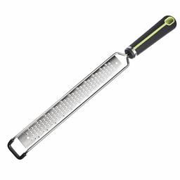 AmazonBasics Course Hand Grater with Stainless Steel Blade, Soft Grip Handle, Grey and Green (Renewed)