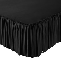 AmazonBasics Ruffled Bed Skirt, 16 Inch Skirt Length, Queen, Black