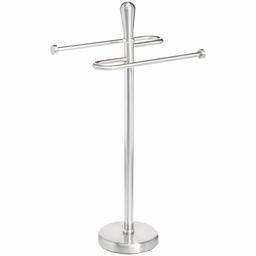 AmazonBasics Bathroom Accessory Collection Round Top Towel Holder, Brushed Steel