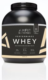 Marchio Amazon - Amfit Nutrition Performance Whey Mix di proteine del siero di latte (100% isolati di siero di latte), gusto vaniglia, 66 porzioni, 1980 g