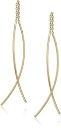 Orecchini pendenti in argento sterling con doppia curva,Argento placcato in oro giallo,No Size