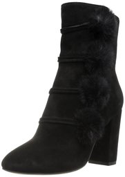 The Fix Women's Lyla Ankle Bootie with Pom-poms Ankle Bootie, Black, 8 M US