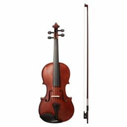 AmazonBasics Beginner Violin Bundle, Full Size, Solid wood,- Bow, Strings, Strap, Tuner, Rosin, and Case, Natural