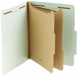 AmazonBasics Pressboard Classification File Folder with Fasteners, 2 Dividers, 2-Inch Expansion, Letter Size, Gray/Green, 10-Pack (Renewed)