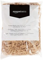 AmazonBasics Rubber Bands, Size 19 (3-1/2 x 1/16 Inch), 1250 Bands/1 lb. Pack, 3-Pack