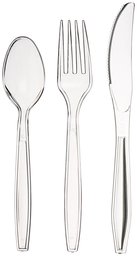 AmazonBasics 360-Piece Clear Plastic Utensil Cutlery Set