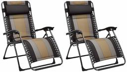 Padded Zero Gravity Chair- Black, 2 Pack